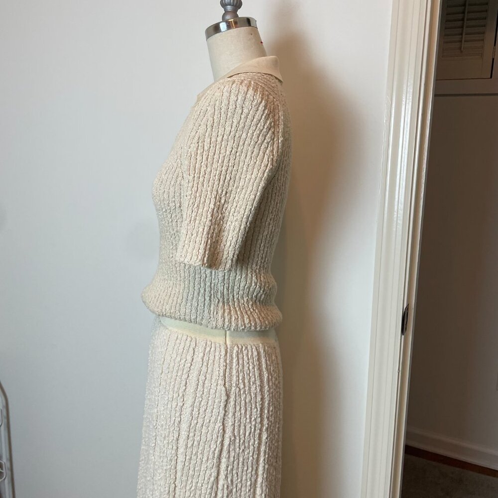 TORY BURCH Ribbed Pleated Knit Sweater Midi Skirt Matching Set \\ M - Picture 7 of 13